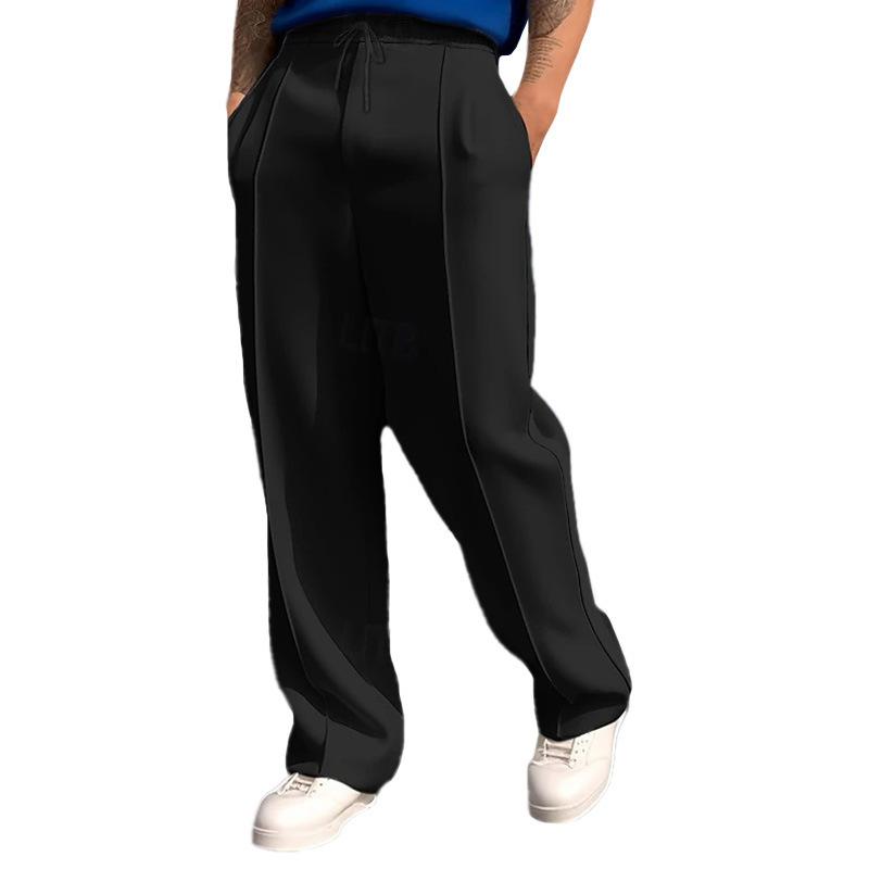 Lekkie męskie spodnie sportowe casual ze średnim stanem, ze sznurkiem, o luźnym kroju, do joggingu