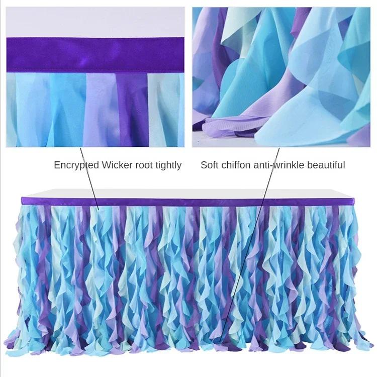 Wicker table skirt party birthday wedding chiffon curly  circumference dessert sign in  gauze  skirt