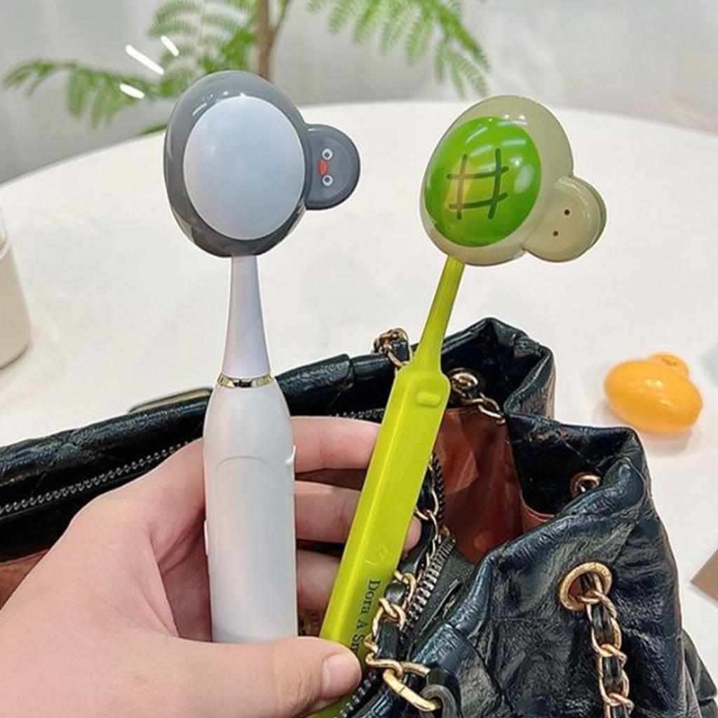 Durable Toothbrush Head Cover ABS Ventilated Hygienic Holder Spring Lock Cartoon Style Universal Fit For Bathroom Travel