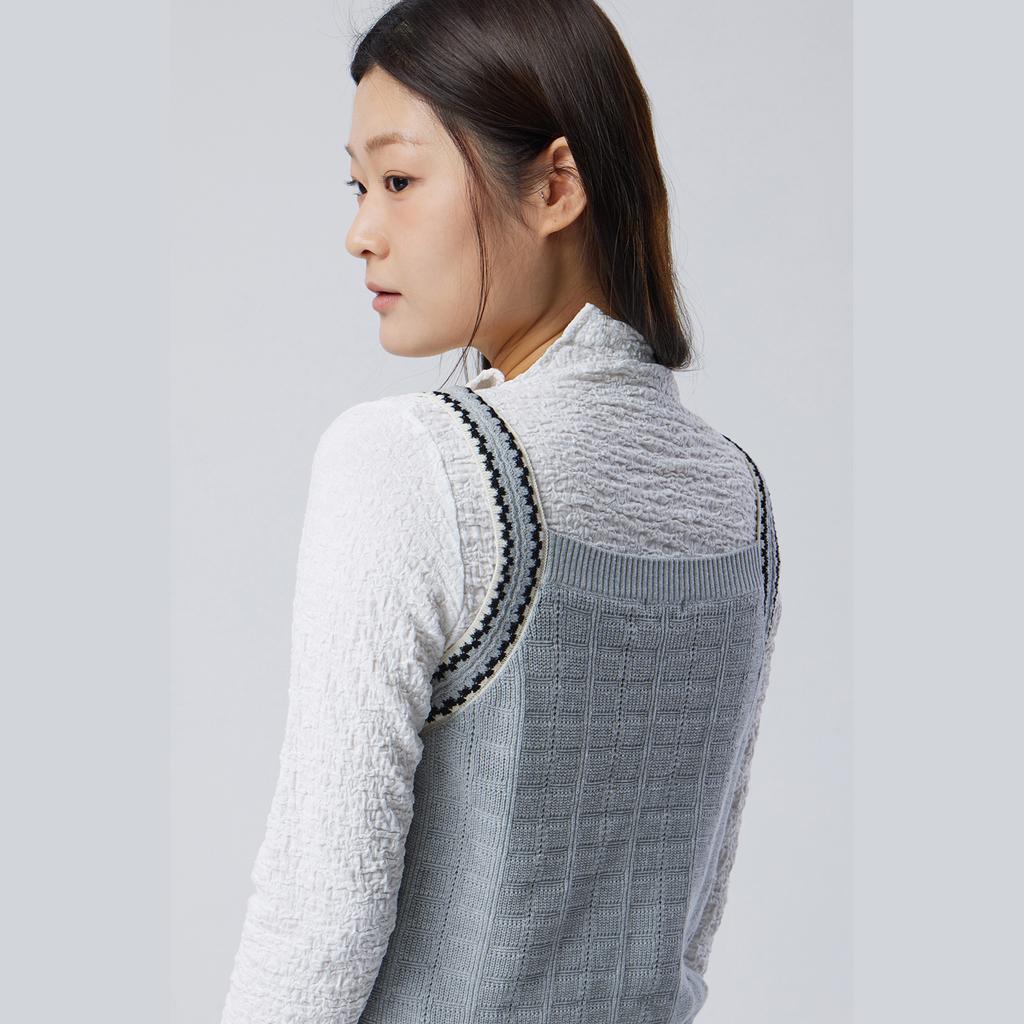 Benetong Crochet Contrast Line Knit Vest_Bakve1611Gr