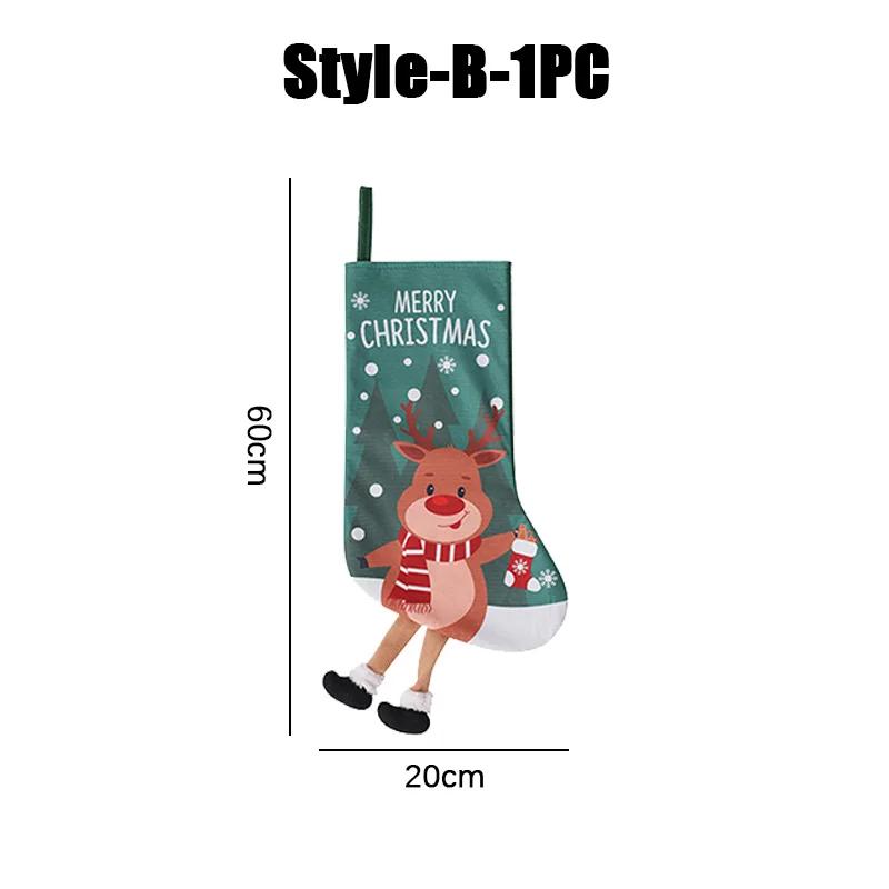 Hanging Christmas Santa Claus Snowman Decorative Gift Socks Christmas Tree Ornaments Scene Setup Cute Christmas Candy Gift Bag