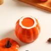 Creative Pumpkin Ceramic Seasoning Jar Set with Spoon Salt Sugar Bowl Msg Pepper Edible Oil Container Kitchen Supplies