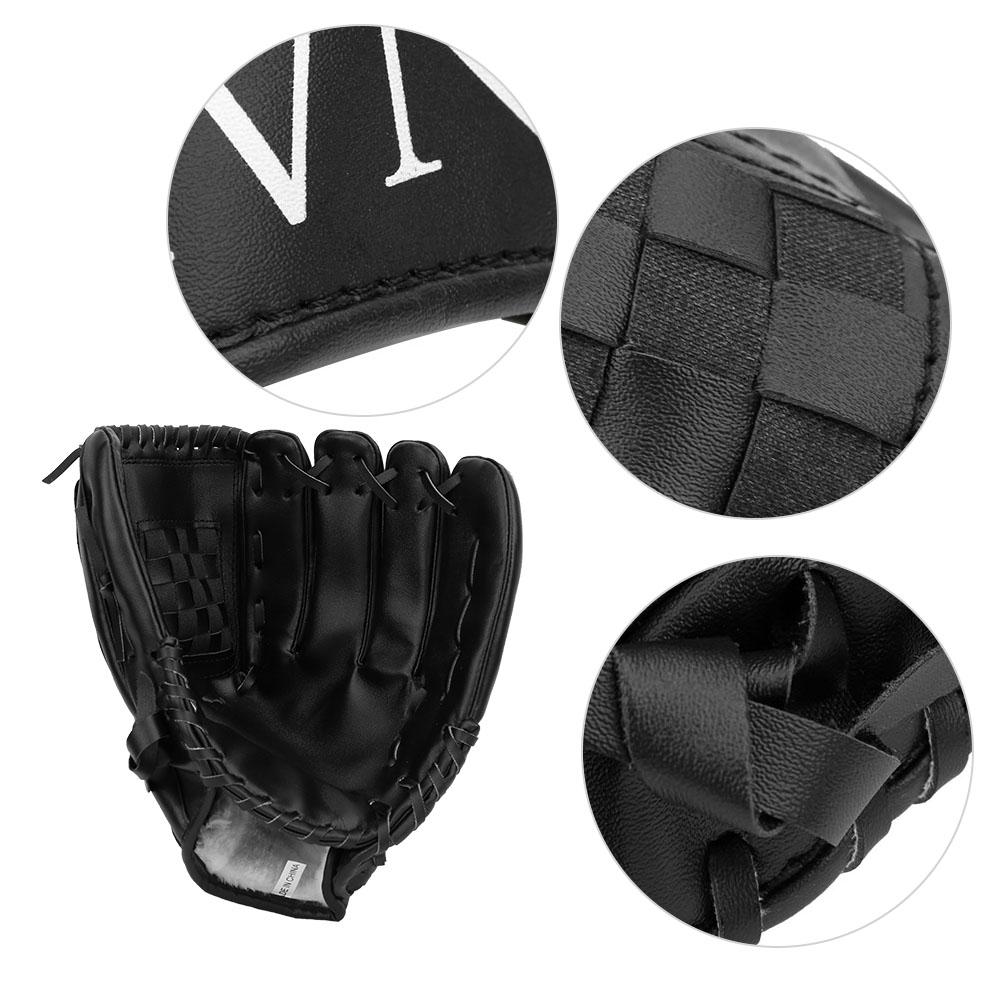 PVC Thicken Baseball Glove Training Competition Gloves for Adults Children(Black 12.5inch)