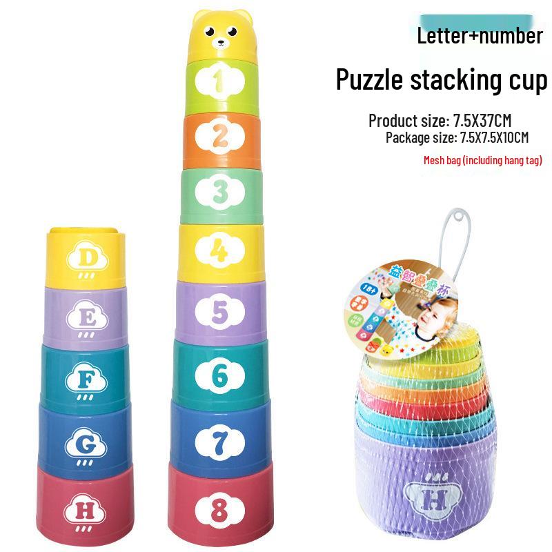 Rainbow Tower Number & Letter Stacking Blocks: Early Education Toys for Toddlers