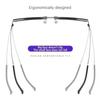 Double Beam Square Frame Presbyopia Glasses Fashionable Metal Half Frame Reading Glasses for Men Anti Blue Light Eyewear