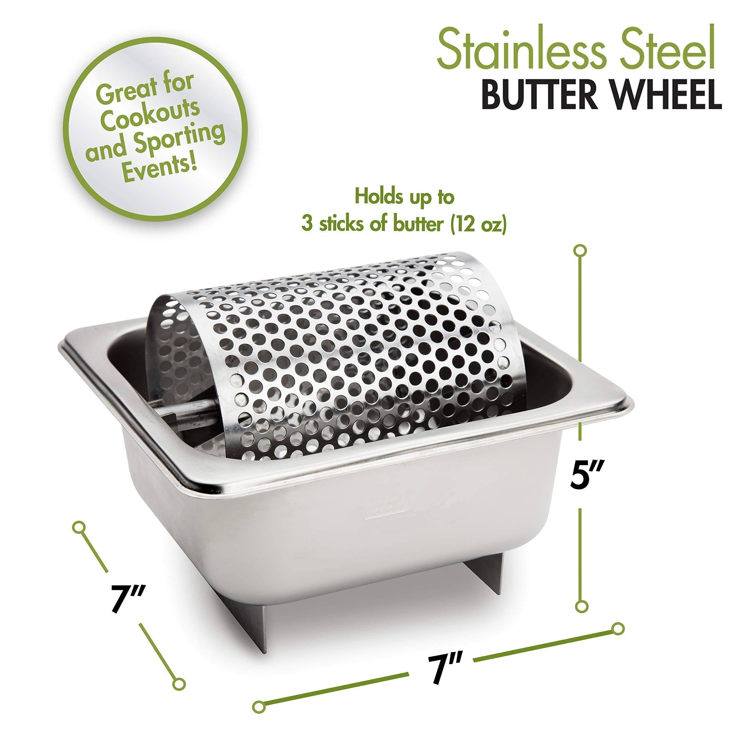 

Stainless Steel Butter Wheel Raised Bottom Butter Roller For Evenly Spread Butter Burger Tool Kitchen BBQ Accessory Butter Tool