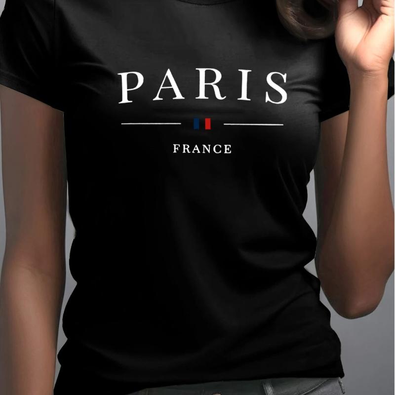

Short Sleeved Round Neck Casual Top, with Moderate Elasticity and Comfort, Suitable for Casual Wear, Women s T-shirt XS чёрный