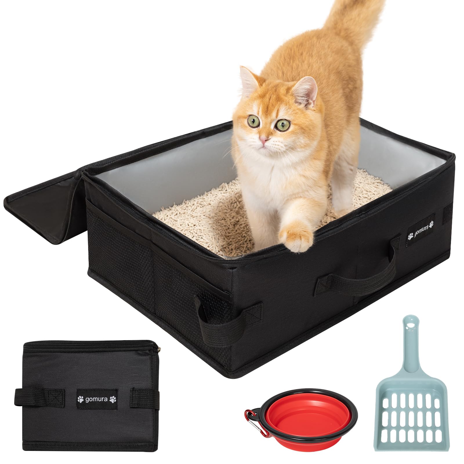 

Gomura Cat Toilet Складной Портативный Туалет с Туалетным Совком Поставляется со Складной Чашей Водоотталкивающий Легко чистить Путешествия Выездной Катастрофа