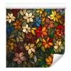 Wallpaper Stained Glass Flowers Ochre and Yellow for Living Room and Bedroom 50x1000