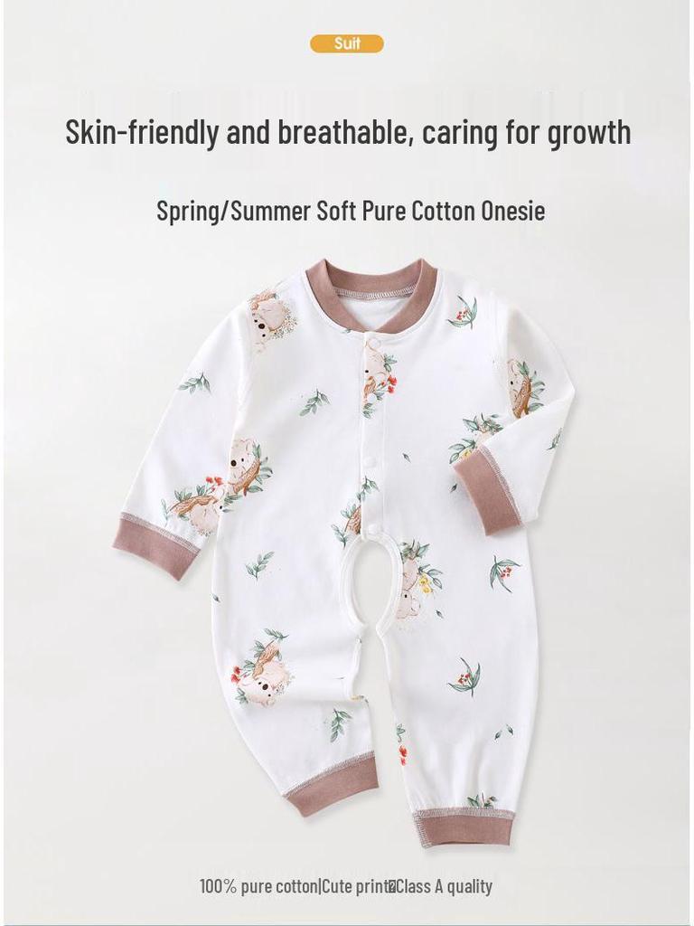 Baumwolle Klasse A Baby Strampler mit offenem Schritt - Langarm Neugeborenen Krabbelanzug für Frühling & Herbst