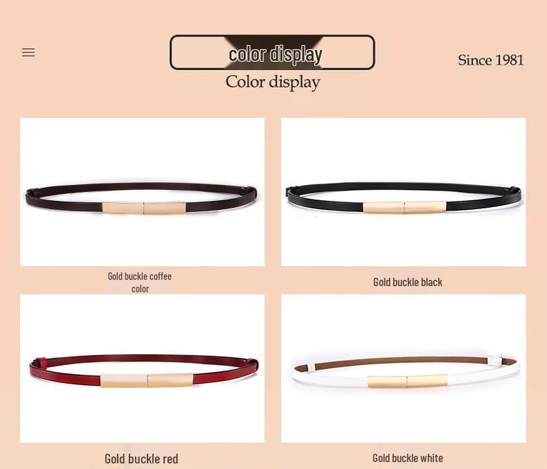 Women's Stylish Thin Leather Belt for Skirts, Dresses, and Coats
