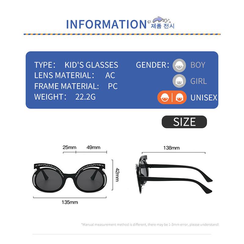 Cute Boys and Girls Eyebrow Shape Round Sunglasses Shiny Frame Anti‑UV Fashion Children Outdoor Party Sun Glasses