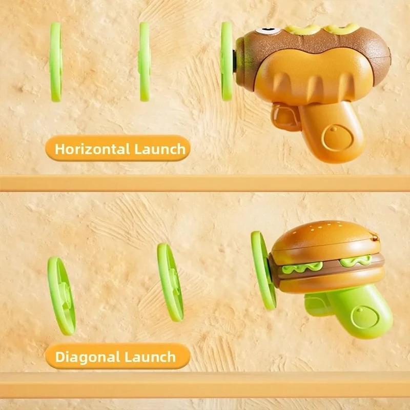 Spinning Top Flying Disc With Led Lights Glowing Burger Fries Hotdog Food Toys For Kids