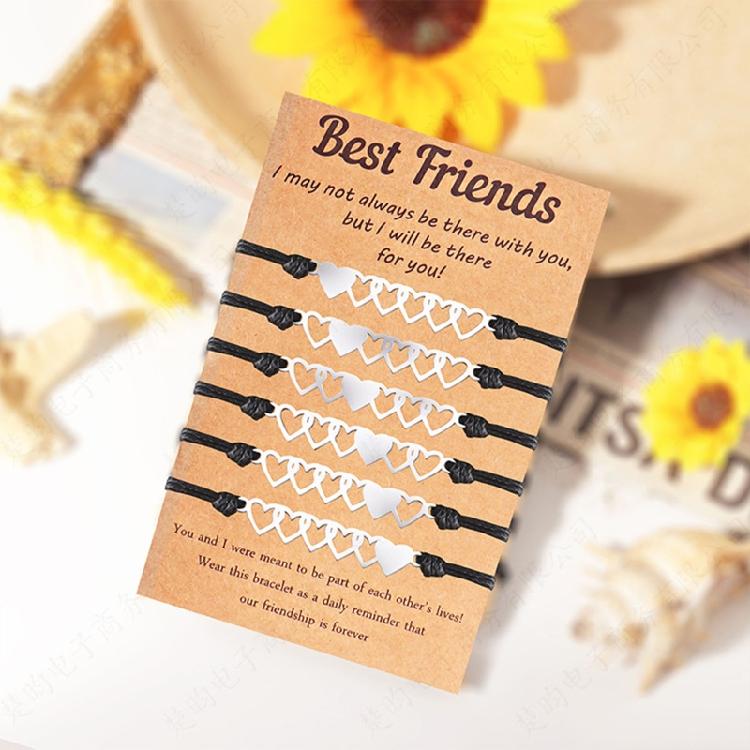 6Pieces Friend Friendship Bracelet Heart Distance Matching Bracelet for Women