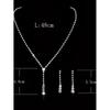 4-piece Women's Sparkling Wedding Set, Rhinestone Bracelet Necklace, Earrings, Party and Banquet Accessories