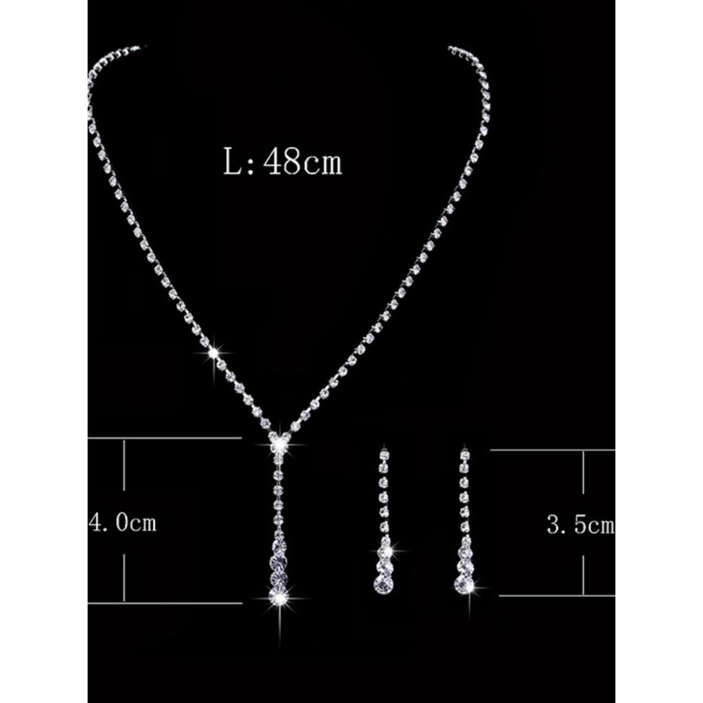 4-piece Women's Sparkling Wedding Set, Rhinestone Bracelet Necklace, Earrings, Party and Banquet Accessories