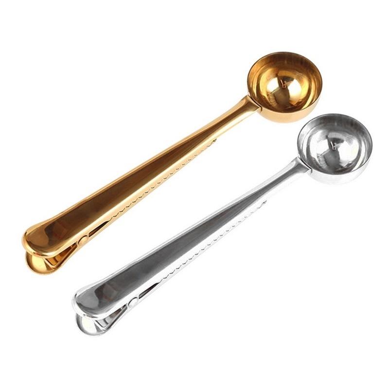 Kitchen Supply Milk Powder Liquid Seasoning Sealed Measuring Spoon Coffee Utensils Long Handle Clip Coffee Spoon