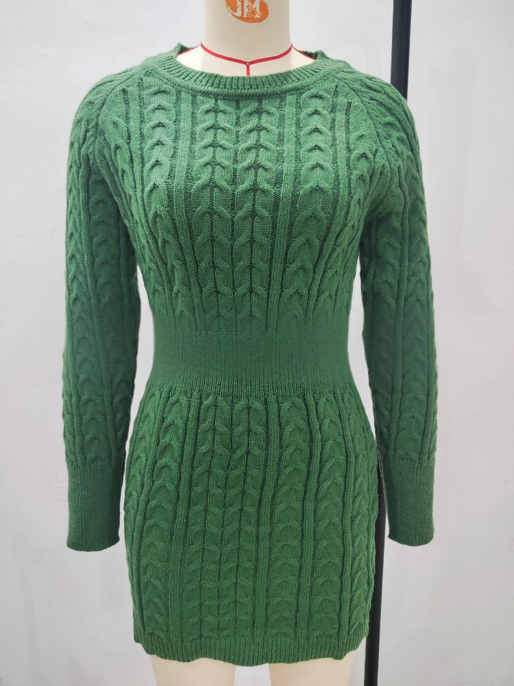 Woman Knitted Dress Women's 2026 Autumn Winter Clothes Waist Slimming Retro Mid-Length Bottoming Twist Sweater Dress