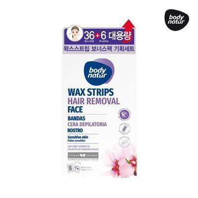 BODY NATUR Hair Remover Wax Strip Face Sweet Almond Bonus Pack Special (36 Strips + 6 Tissues)
