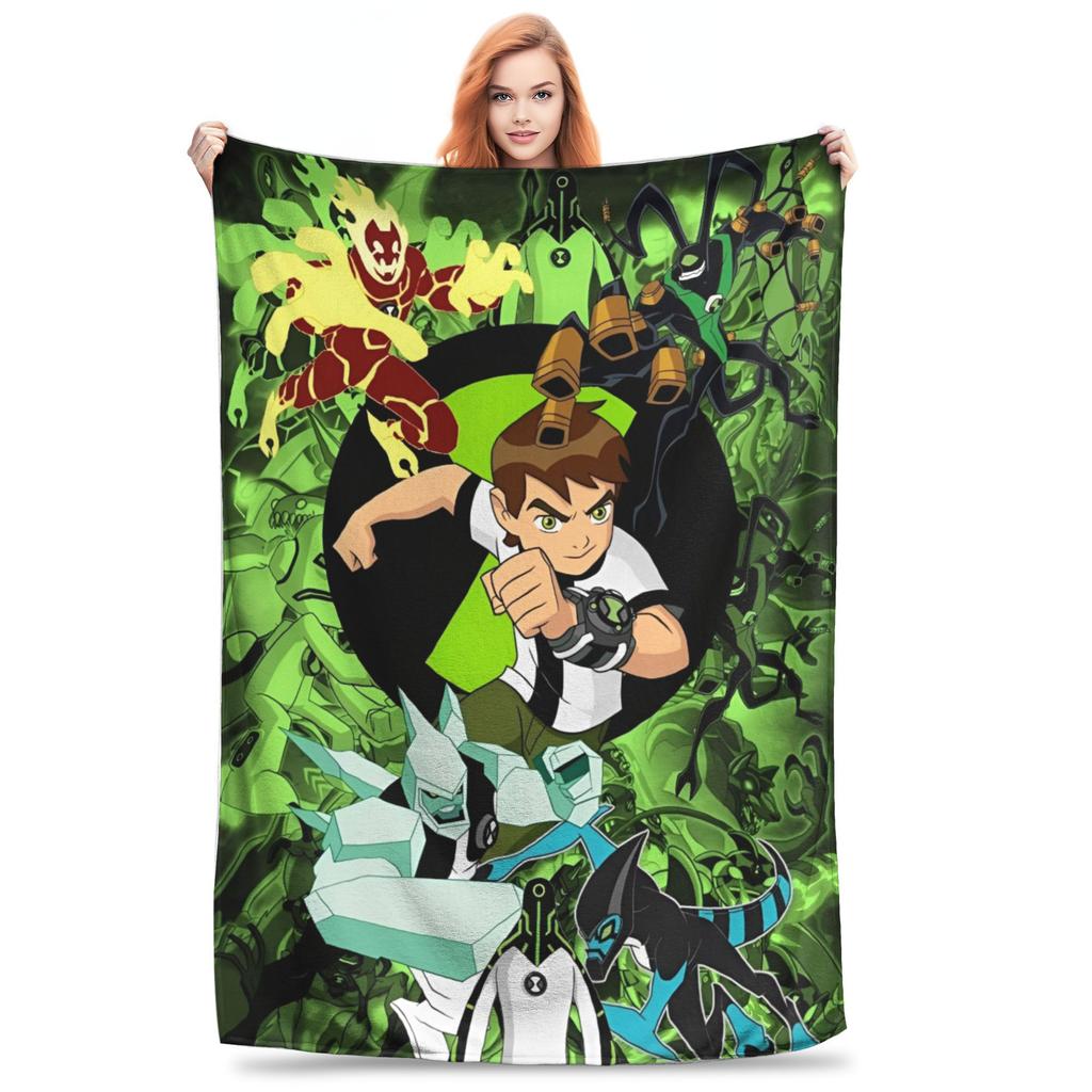 Ben 10 Obcy Ben Tennyson Omnitrix Gra Koc Miękki Ciepły Koc Kładziony Flanelowy Dekoracja na Lato Klimatyzację Pościel