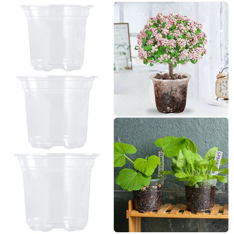 10-30Pcs Clear Plants Nursery Pot Plastic Flowerpot With Drainage Holes Seedling Cup Gardening Transplantation Potted Flower Pot