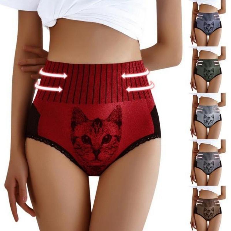 1PC Moda Gatto Stampa Vita Alta Mutandine Contenitive della Pancia Donna Dimagrante Body Shaper Biancheria Intima Slip Senza Soluzione di Continuità Donna Femminile Hip Lifting Mutande