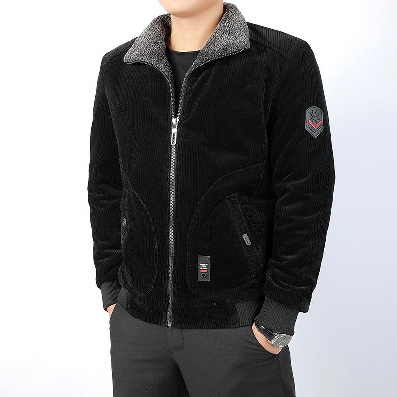 Winter Men's Corduroy Loose Large Size Cotton Jacket Middle-aged and Elderly Casual Warm and Comfortable Cotton Coat Winter Clothing