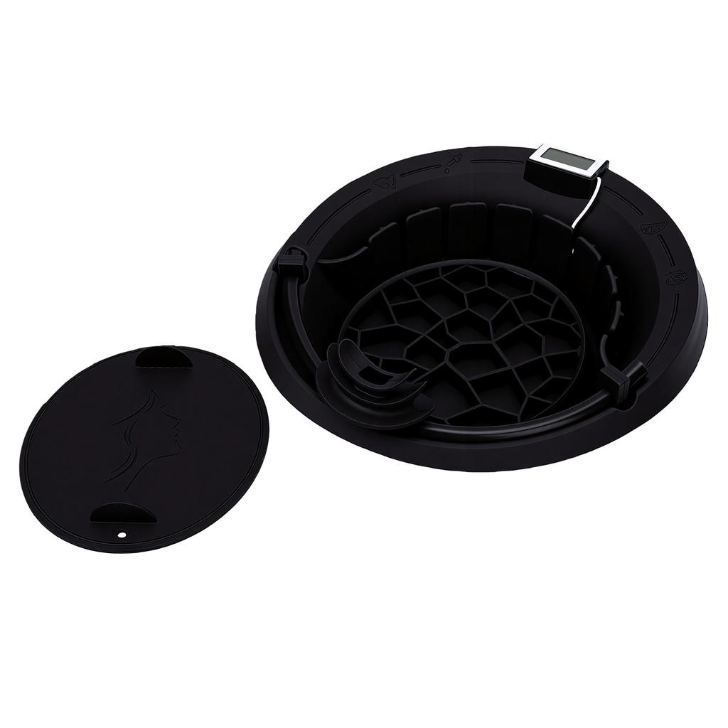 Foldable Ice Face Bowl with Breathing Tube Thermometer Ice Bath Face Basin for Home Travel Black