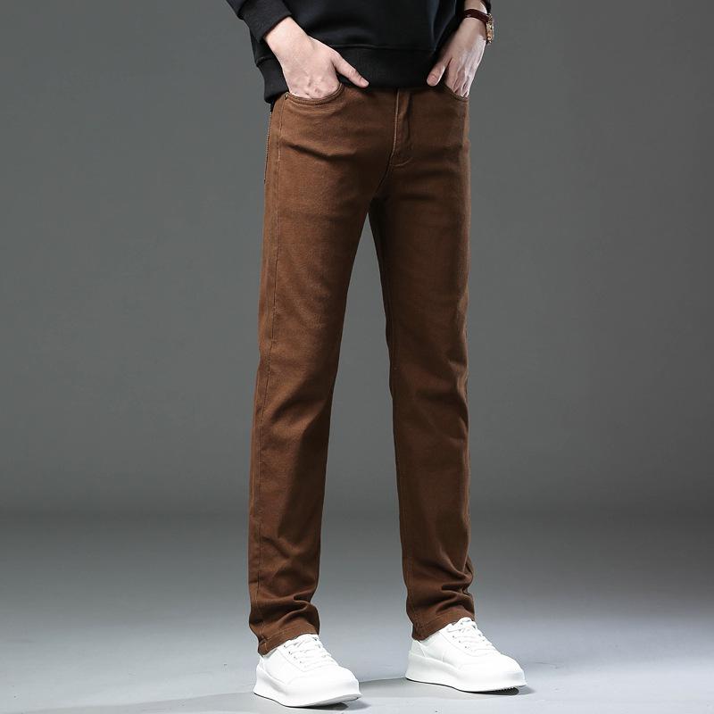 3 Colors Spring Autumn Men's Denim Jeans Fashion Brown Business Casual Stretch Denim Pants Male Brand Trousers Plus Size