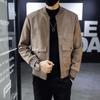 Men's Bomber Suede Leather Jackets Baseball Winter Sales of Slim Fit Male Cargo Coats Solid Color Harajuku New Clothing Fashion