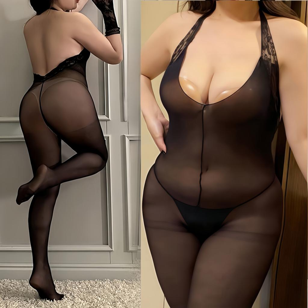 NEWJOINFUN Oversize Women Sexy Open Bra Crotchless Lingerie Lace Hollow Bodysuit Erotic Teddies Plus Large Size Underwear Set