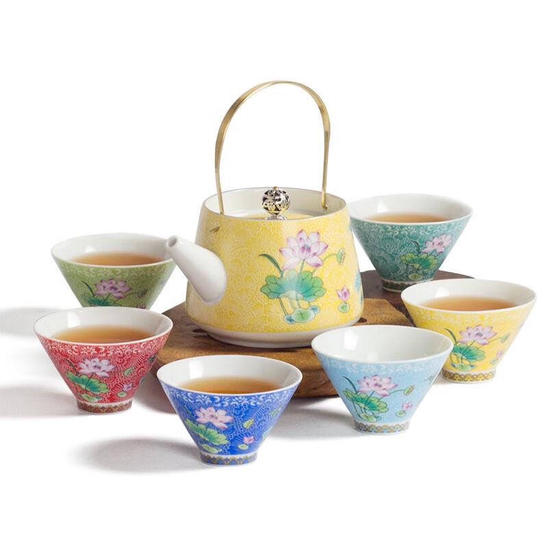 

Jingdezhen Famille Rose Lotus Ceramic Tea Set