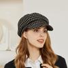 Women's Retro British Plaid Octagonal Cap: Versatile Spring/Autumn Beret with Big Brim for a Casual, Literary Look.
