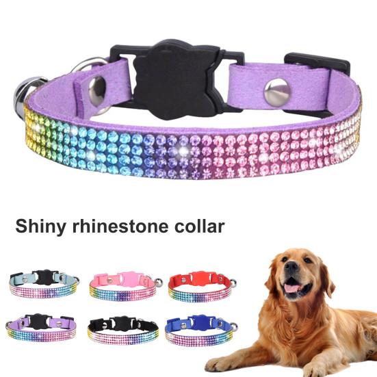 Pet Necklace Inlaid Rhinestone Dress-up Adjustable Breakaway Pet Cats Dogs Collars with Bell for Festival