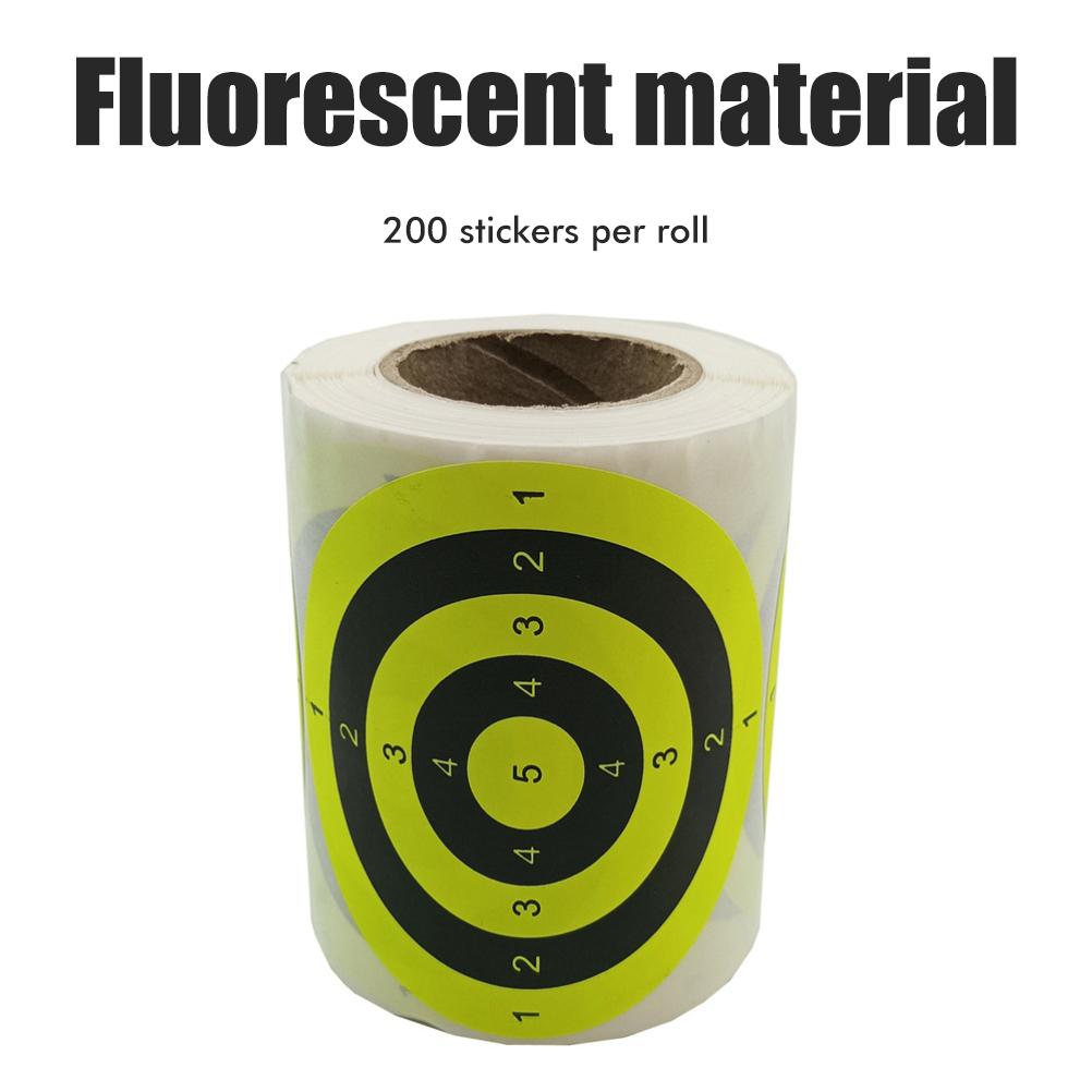 1 Roll 3 Inch 200Pcs Shooting Aim Pasters Round Fluorescent Self Adhesive Shooting Aim Labels Stickers with Numbers