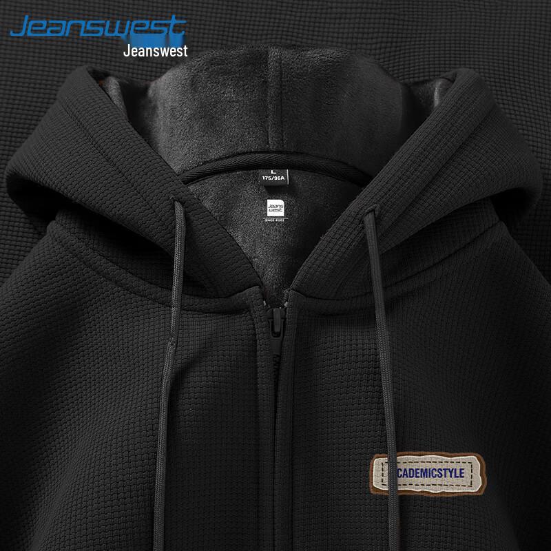 

Jeanswest Men s Waffle Knit Fleece Lined Hooded Jacket M