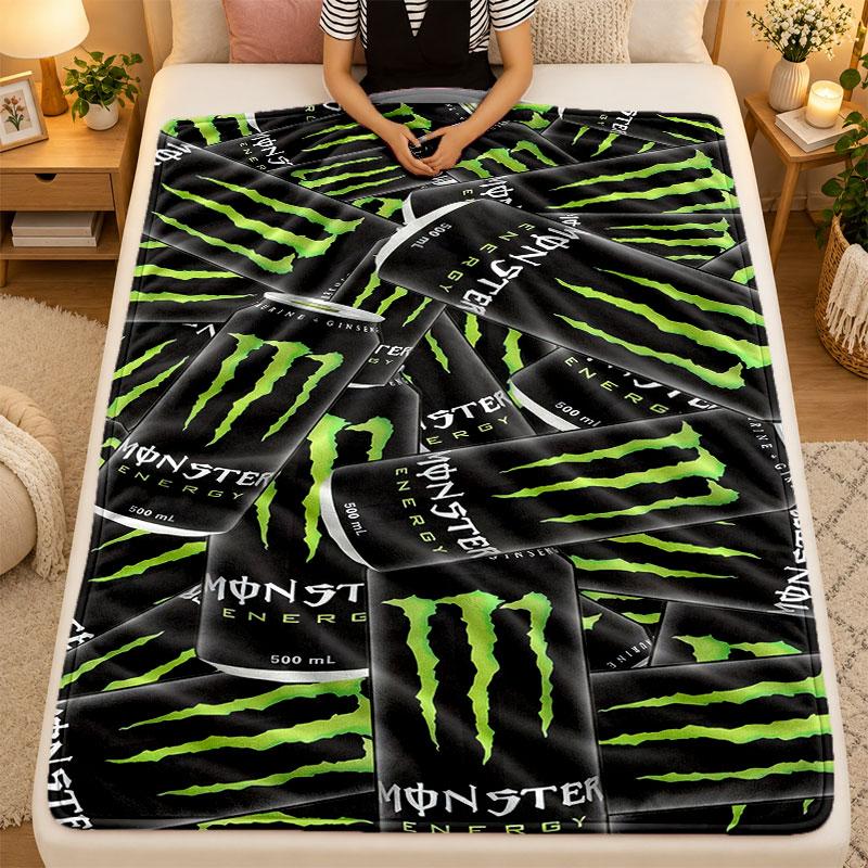 Flannel BlanketMonster Energy Warm Soft Throw Blanket for Indoor Sofa Bed Living Room Use