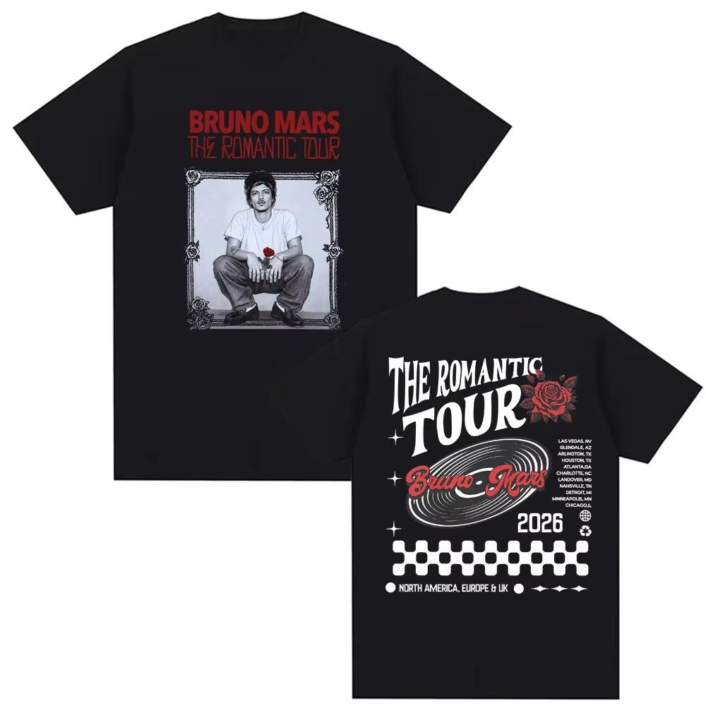 

Bruno Mars The Romantic Tour 2026 Spring summer new Print T Shirt Men Women Hip Hop Punk Pop Music T-shirt High Quality Cozy ... S разноцветный