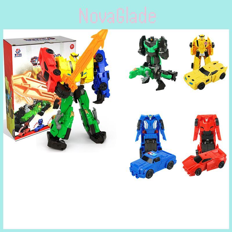 Four-in-one Transforming Toy Set Robot Car Dinosaur And Vehicle Plastic Material