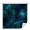 Watercolor Galaxy Wallpaper Navy Blue, Turquoise and Black 50x1000
