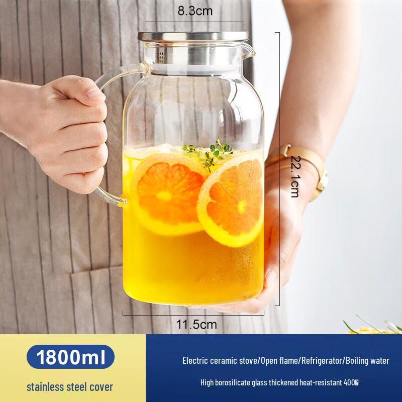 Glass Cold Water Kettle with Tea Infuser