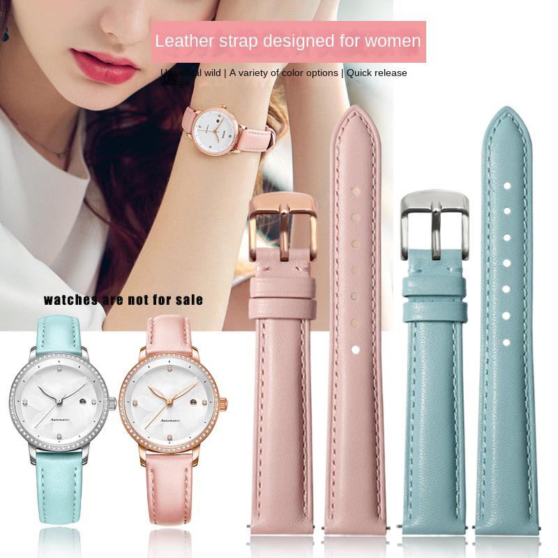 Quick Release Soft Cowhide Watchband for Casio Citizen Fossil Plain Watch Strap DW 12mm 14mm 16mm 18mm 20mm Ladies Bracelet pink