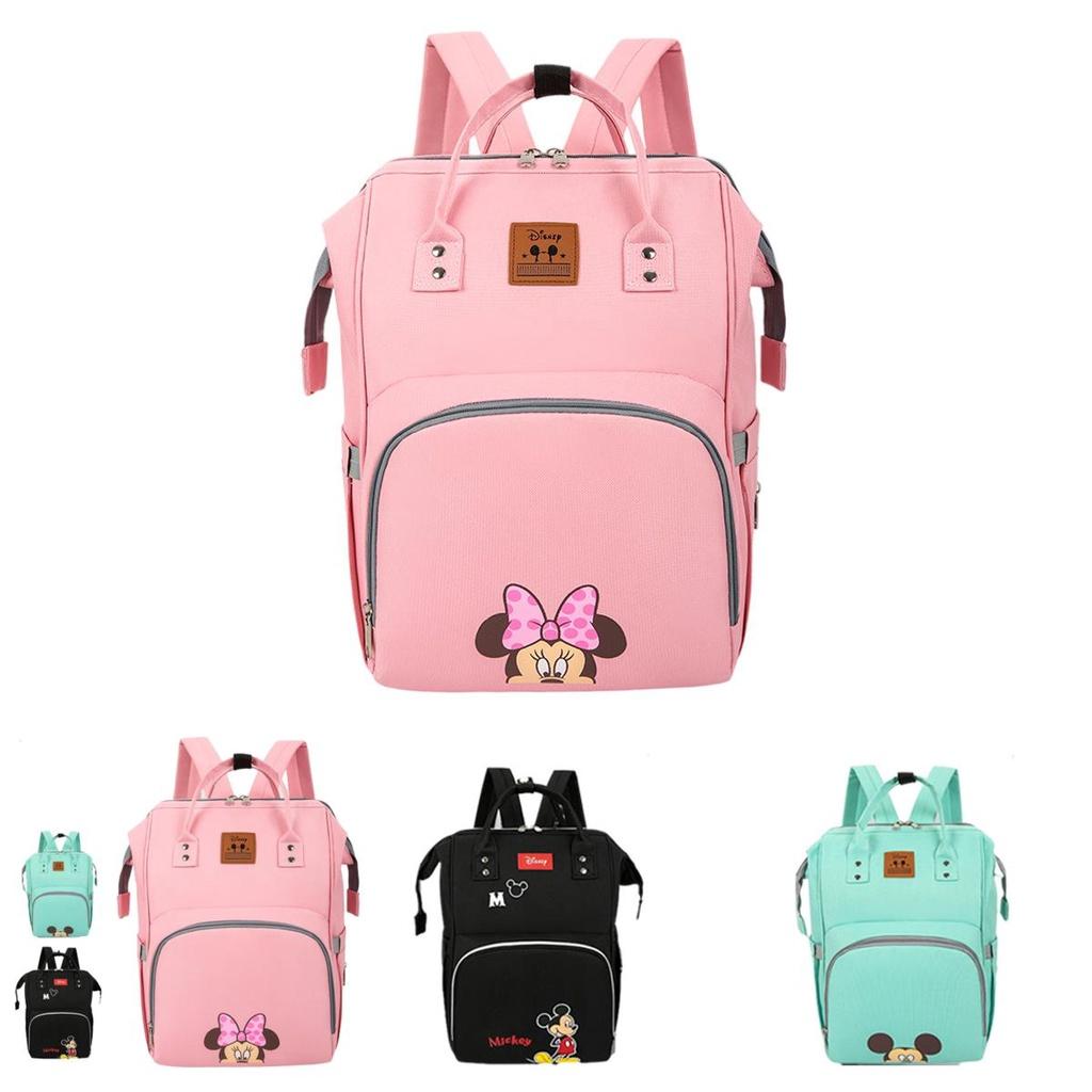 Stilvoller und robuster Oxford-Wickelrucksack für Mütter und Väter mit großem Fassungsvermögen und Mickey Mouse-Motiv