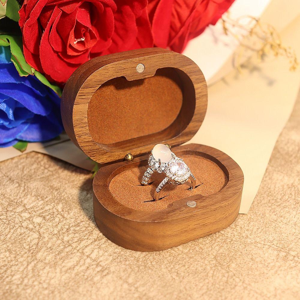 Handmade Rings Bearer Box Wooden Walnut Wood Rings Box Simple Wedding Ring Box  Ring Display