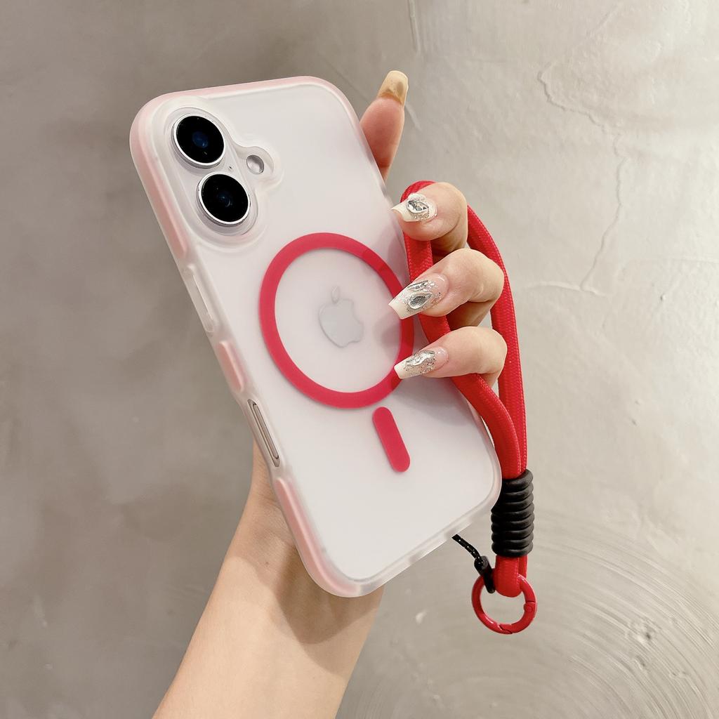 The Transparent Edge Magnetic Anti-drop Phone Case Is Suitable for IPhone16 Protective Case, Soft Apple 15promax Shell Lanyard for Women