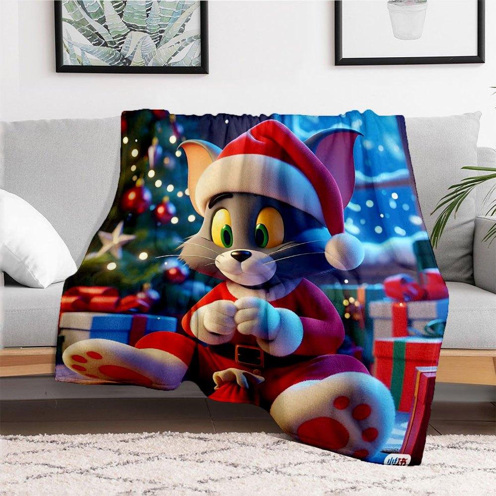"Tom & Jerry Christmas Santa Costume for Kids"Blanket Flannel Throw Blanket for Sofa, Bed, Travel, Camping, Office