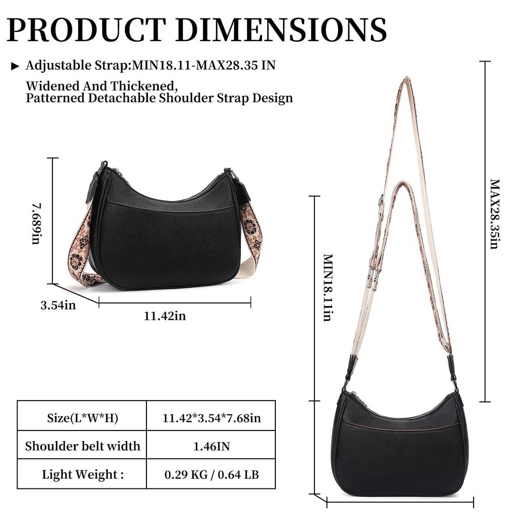 LEEXTON Women's Shoulder Bag, Large Capacity, Wide Strap, Crossbody Bag, Simple and Stylish, Perfect for Commuting, with Adjustable Strap