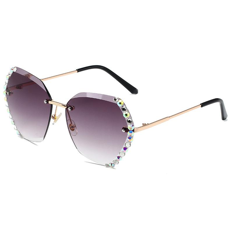 Vintage Fashion Oversized Rimless Sunglasses Women Luxury Brand Design Sexy Diamond Square Sun Glasses For Female