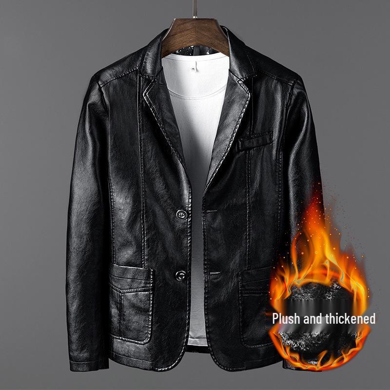 Korean Slim Fit Men's Leather Jacket – Spring/Autumn Business Casual Biker Style