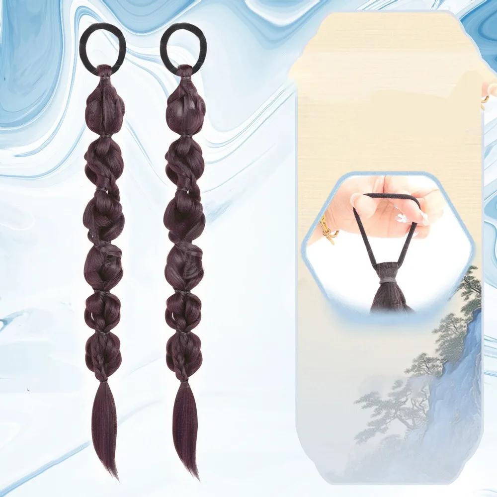 70cm Chinese Style Synthetic Braided Ponytail Wig Women Long Double Twisted Boxing Braids Hair Extension